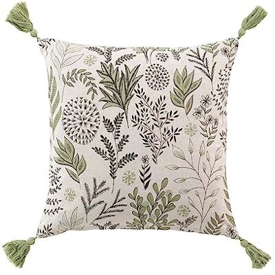 Douceur d'Intérieur Suzanne Cojín, con Funda extraíble, 40 x 40 cm, Verde, algodón Reciclado Estampado Douceur d'Intérieur Suzanne Cojín, con Funda extraíble, 40 x 40 cm, Verde, algodón Reciclado Estampado