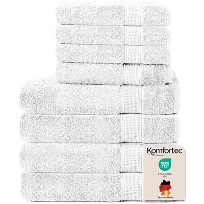 Set de Toallas de Baño y Mano de Algodón Blanco Sevval - Juego de Baño Set de Toallas de Baño y Mano de Algodón Blanco Sevval - Juego de Baño