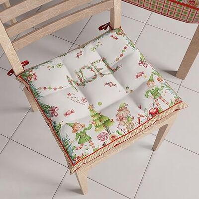 PETTI ARTIGIANI ITALIANI Cojines para Silla de Cocina Navideños, Juego de 6 Unidades, Cojines Decorativos de Navidad de Microfibra con Lazos, 100% Fabricado en Italia PETTI ARTIGIANI ITALIANI Cojines para Silla de Cocina Navideños, Juego de 6 Unidades, Cojines Decorativos de Navidad de Microfibra con Lazos, 100% Fabricado en Italia
