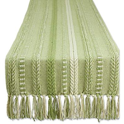 DII Colección de Caminos de Mesa, algodón, Verde Antiguo, 15 x 72 Pulgadas (15 x 77 Pulgadas, Flecos incluidos) DII Colección de Caminos de Mesa, algodón, Verde Antiguo, 15 x 72 Pulgadas (15 x 77 Pulgadas, Flecos incluidos)
