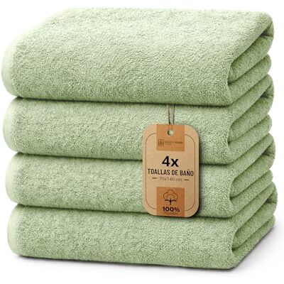 NatureMark Juego de 4 toallas de ducha – Toallas de ducha suaves y absorbentes 100% algodón, adecuadas para el uso diario, color verde musgo, 70 x 140 cm NatureMark Juego de 4 toallas de ducha – Toallas de ducha suaves y absorbentes 100% algodón, adecuadas para el uso diario, color verde musgo, 70 x 140 cm