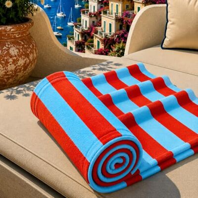 PETTI ARTIGIANI ITALIANI Toalla de Playa de Microfibra, Toalla para la Playa o la Piscina, Toalla para Tumbona, Grande (90 x 180 cm), Rayas Azul Claro y Rojas. PETTI ARTIGIANI ITALIANI Toalla de Playa de Microfibra, Toalla para la Playa o la Piscina, Toalla para Tumbona, Grande (90 x 180 cm), Rayas Azul Claro y Rojas.