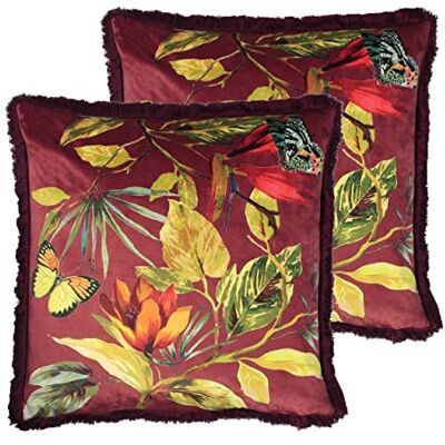 Paoletti Cahala Polyester Filled Cushions (Twin Pack), Berry, 50 x 50cm Paoletti Cahala Polyester Filled Cushions (Twin Pack), Berry, 50 x 50cm