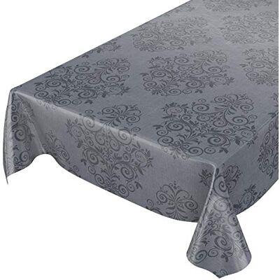 ANRO Mantel de Hule Lavable, Color Gris Antracita, diseño Barroco arabesco, 100 x 140 cm ANRO Mantel de Hule Lavable, Color Gris Antracita, diseño Barroco arabesco, 100 x 140 cm