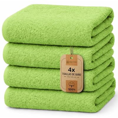 NatureMark Juego de 4 Toallas de Ducha – Toallas Suaves y absorbentes de 100% algodón, adecuadas para el Uso Diario – Verde Manzana, 70x140 cm NatureMark Juego de 4 Toallas de Ducha – Toallas Suaves y absorbentes de 100% algodón, adecuadas para el Uso Diario – Verde Manzana, 70x140 cm