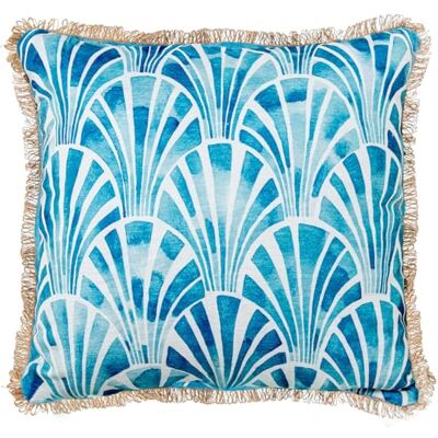 DRW Cojin Cuadrado de Poliester con Cremallera y Dibujo en Azul y Blanco 45x10x45 cm DRW Cojin Cuadrado de Poliester con Cremallera y Dibujo en Azul y Blanco 45x10x45 cm