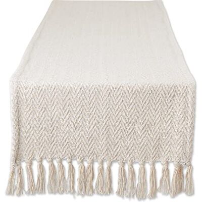DII Woven Basic Tabletop Collection Camino de Mesa cheurón, 15 x 72 Pulgadas, Color Blanco Roto DII Woven Basic Tabletop Collection Camino de Mesa cheurón, 15 x 72 Pulgadas, Color Blanco Roto