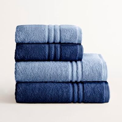 BOHEME Juego de 4 Toallas Premium Celeste-Azul Oscuro BOHEME Juego de 4 Toallas Premium Celeste-Azul Oscuro