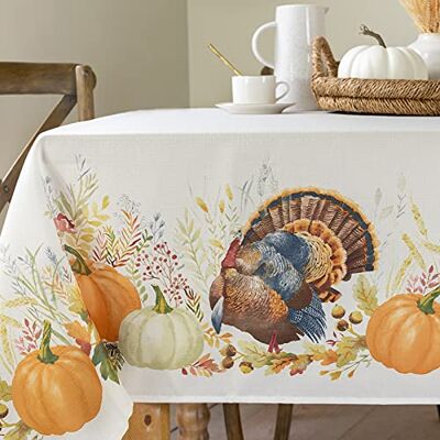 Benson Mills Mantel de Tela Estampada de otoño, otoño, Cosecha y Acción de Gracias (Pavo Agradecido, Rectangular, 60 x 120 Pulgadas) Benson Mills Mantel de Tela Estampada de otoño, otoño, Cosecha y Acción de Gracias (Pavo Agradecido, Rectangular, 60 x 120 Pulgadas)