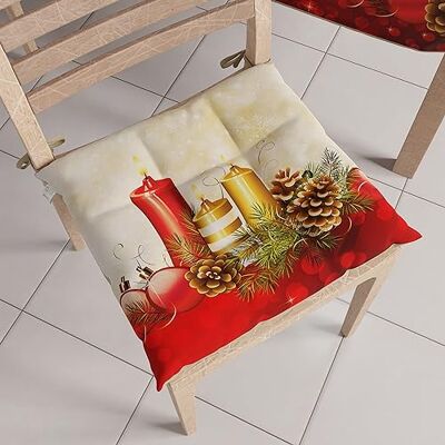 PETTI ARTIGIANI ITALIANI Cojines para Silla de Cocina Navideños, Juego de 6 Unidades, Cojines Decorativos de Navidad de Microfibra con Lazos, 100% Fabricado en Italia PETTI ARTIGIANI ITALIANI Cojines para Silla de Cocina Navideños, Juego de 6 Unidades, Cojines Decorativos de Navidad de Microfibra con Lazos, 100% Fabricado en Italia
