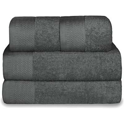 Mercury - Juego 4 Toallas de 500gsm 100% Algodón (Gris Oscuro) 2 de Baño y 2 de Manos, Suaves, Resistentes y Absorbentes Mercury - Juego 4 Toallas de 500gsm 100% Algodón (Gris Oscuro) 2 de Baño y 2 de Manos, Suaves, Resistentes y Absorbentes