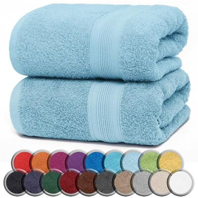 NatureMark Juego de 2 Toallas de Sauna de 100% Algodón – Toallas Suaves y Absorbentes para Sauna, SPA, Bienestar y Uso Diario – 80 x 200 cm, Azul Claro NatureMark Juego de 2 Toallas de Sauna de 100% Algodón – Toallas Suaves y Absorbentes para Sauna, SPA, Bienestar y Uso Diario – 80 x 200 cm, Azul Claro
