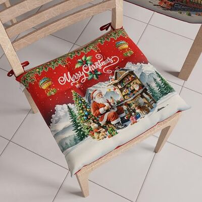 PETTI ARTIGIANI ITALIANI Cojines para Silla de Cocina Navideños, Juego de 6 Unidades, Cojines Decorativos de Navidad de Microfibra con Lazos, 100% Fabricado en Italia PETTI ARTIGIANI ITALIANI Cojines para Silla de Cocina Navideños, Juego de 6 Unidades, Cojines Decorativos de Navidad de Microfibra con Lazos, 100% Fabricado en Italia
