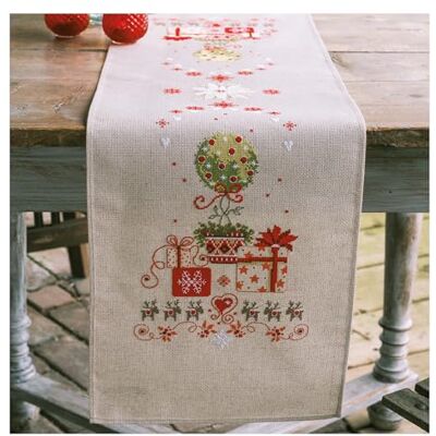 Vervaco Bordado Punto De Cruz Contado Camino De Mesa Kit Completo REGALOS BAJO EL ÁRBOL Decoracion Para Manualidades Principiantes Completo DIY Adultos Set Creativo Regalo ca. 29 x 102 cm Vervaco Bordado Punto De Cruz Contado Camino De Mesa Kit Completo REGALOS BAJO EL ÁRBOL Decoracion Para Manualidades Principiantes Completo DIY Adultos Set Creativo Regalo ca. 29 x 102 cm