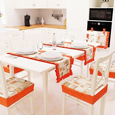 PETTI ARTIGIANI ITALIANI Camino de Mesa, Algodón, Lidia Naranja, 1pz Runner Tavola 40x140 cm PETTI ARTIGIANI ITALIANI Camino de Mesa, Algodón, Lidia Naranja, 1pz Runner Tavola 40x140 cm