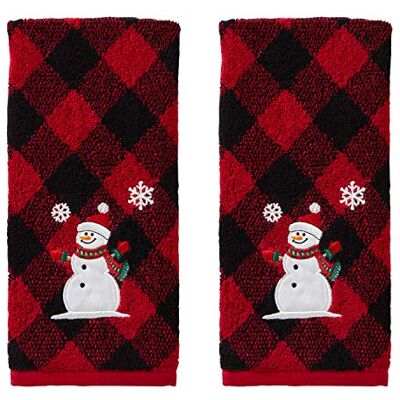 SKL Home by Saturday Knight Ltd. Juego de Toallas de Mano, diseño de muñeco de Nieve, Rojo/Negro SKL Home by Saturday Knight Ltd. Juego de Toallas de Mano, diseño de muñeco de Nieve, Rojo/Negro