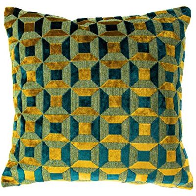 Paoletti Empire-Cojín con Relleno de Plumas, Verde Azulado/Dorado, 45 x 45cm Paoletti Empire-Cojín con Relleno de Plumas, Verde Azulado/Dorado, 45 x 45cm