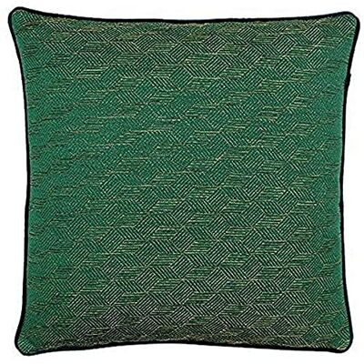 Paoletti Riva Highbury Cojín Geometric Cube Design-Tejido Jacquard-Verde Reverse-Green Hilo Bordes-58 42% Polyester-50 X 50Cm (20" X 20" Pulgadas), Lino Poliéster, Esmeralda/Oro, 50x50cm Paoletti Riva Highbury Cojín Geometric Cube Design-Tejido Jacquard-Verde Reverse-Green Hilo Bordes-58 42% Polyester-50 X 50Cm (20" X 20" Pulgadas), Lino Poliéster, Esmeralda/Oro, 50x50cm