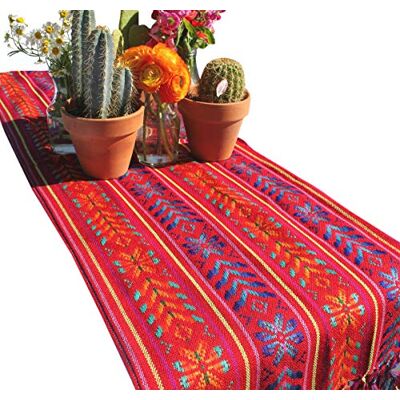 Del Mex Bufanda Tejida Estilo rebozo Mexicano para Camino de Mesa (Rojo) Del Mex Bufanda Tejida Estilo rebozo Mexicano para Camino de Mesa (Rojo)
