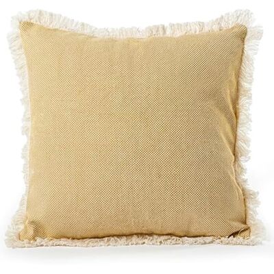 DRW Cojin Cuadrado de Poliester y algodón con Flecos y Relleno en Beige 12x45x45 cm DRW Cojin Cuadrado de Poliester y algodón con Flecos y Relleno en Beige 12x45x45 cm