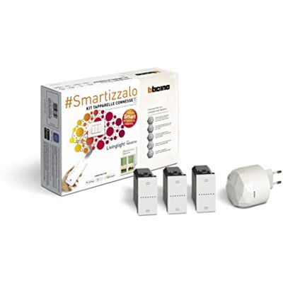 Bticino Kit de persianas conectadas Livinglight Smart para levantar/bajar persianas con aplicaciones o asistentes de voz, 1 puerta de enlace blanco S36GWDC y 3 controles de persiana blanca Bticino Kit de persianas conectadas Livinglight Smart para levantar/bajar persianas con aplicaciones o asistentes de voz, 1 puerta de enlace blanco S36GWDC y 3 controles de persiana blanca