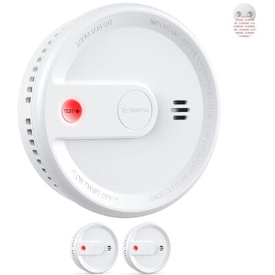 X-Sense Alarma de humo para el hogar con soporte magnético, modo de espera sin luz intermitente, alarma de incendio de batería insustituible de 10 años, botón de prueba/silencio, detector de humo X-Sense Alarma de humo para el hogar con soporte magnético, modo de espera sin luz intermitente, alarma de incendio de batería insustituible de 10 años, botón de prueba/silencio, detector de humo