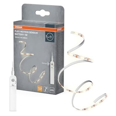 OSRAM FLEX tiras LED con sensor de movimiento y pilas 1m Flex Motion Sensor Battery, Ambient Mood Light, Blanco, , Paquete de 1 OSRAM FLEX tiras LED con sensor de movimiento y pilas 1m Flex Motion Sensor Battery, Ambient Mood Light, Blanco, , Paquete de 1