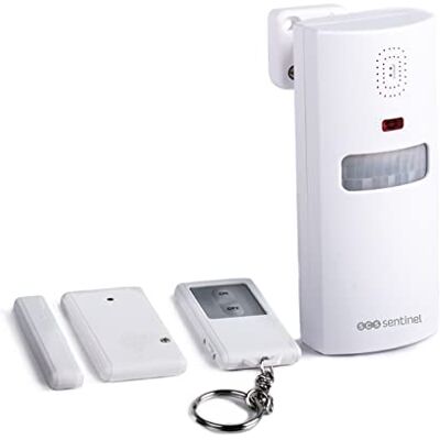SCS Sentinel Alarma inalámbrica autónoma Detector de movimiento EasyAlarm, 100 dB Seguridad para el hogar con control remoto Instalación sencilla Accesorio seguridad SCS Sentinel Alarma inalámbrica autónoma Detector de movimiento EasyAlarm, 100 dB Seguridad para el hogar con control remoto Instalación sencilla Accesorio seguridad