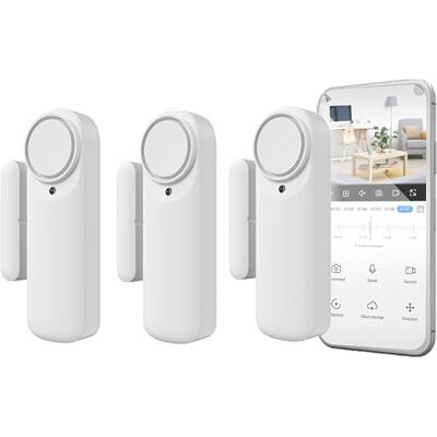 NIVIAN Alarma de Puerta Inteligente WiFi, Sensor Magnético para Puertas, Inalámbrico con App Móvil, Notificaciones en Tiempo Real, Botón Manual, Sirena 100dB (Pack 3) NIVIAN Alarma de Puerta Inteligente WiFi, Sensor Magnético para Puertas, Inalámbrico con App Móvil, Notificaciones en Tiempo Real, Botón Manual, Sirena 100dB (Pack 3)