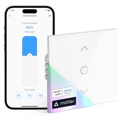 meross Matter Interruptor Persiana WiFi 80x80mm, Compatible HomeKit/Alexa/Google, Control Porcentaje/Voz/App/Programación, Control Local sin Internet, Respuesta Milisegundos (Necesita Neutro) meross Matter Interruptor Persiana WiFi 80x80mm, Compatible HomeKit/Alexa/Google, Control Porcentaje/Voz/App/Programación, Control Local sin Internet, Respuesta Milisegundos (Necesita Neutro)