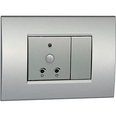 VEMER SENS IR Duo Detector de Movimiento crepuscular de Interior, Sensor de Movimiento por Infrarrojos, instalación en Caja de Empotrado 2 módulos, Plata VEMER SENS IR Duo Detector de Movimiento crepuscular de Interior, Sensor de Movimiento por Infrarrojos, instalación en Caja de Empotrado 2 módulos, Plata