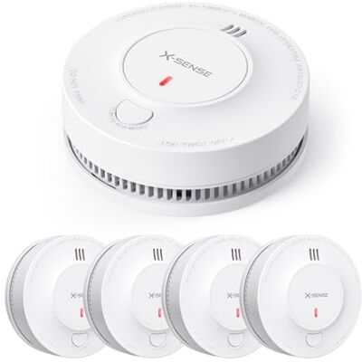 X-Sense Detector de Humo Mejorado batería de 10 años, Alarma de Incendio con Sensor fotoeléctrico, Alarma de Incendio certificada CE y EN14604, , 5 Piezas X-Sense Detector de Humo Mejorado batería de 10 años, Alarma de Incendio con Sensor fotoeléctrico, Alarma de Incendio certificada CE y EN14604, , 5 Piezas