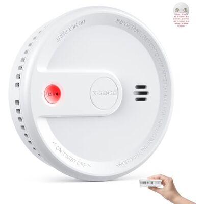 X-Sense Alarma de humo para el hogar con soporte magnético, modo de espera sin luz intermitente, alarma de incendio de batería insustituible de 10 años, botón de prueba/silencio, detector de humo X-Sense Alarma de humo para el hogar con soporte magnético, modo de espera sin luz intermitente, alarma de incendio de batería insustituible de 10 años, botón de prueba/silencio, detector de humo