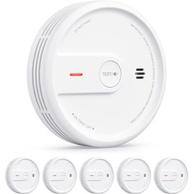 X-Sense Detector de Humo, , 5 Unidades Alarma contra incendios, Batería de hasta 10 años, Botón de prueba y silencio, Indicador LED X-Sense Detector de Humo, , 5 Unidades Alarma contra incendios, Batería de hasta 10 años, Botón de prueba y silencio, Indicador LED