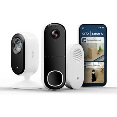 Arlo Essential 3 Indoor Camara Vigilancia Bebe/Mascotas 2K & Videoportero HD con Timbre, Sensor de Movimiento, Visión Nocturna, Prueba Secure Incluida, con Cubierta de Lente automática Arlo Essential 3 Indoor Camara Vigilancia Bebe/Mascotas 2K & Videoportero HD con Timbre, Sensor de Movimiento, Visión Nocturna, Prueba Secure Incluida, con Cubierta de Lente automática