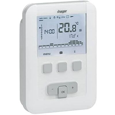 Hager Termostato ambiente programable Pilas Hager Termostato ambiente programable Pilas