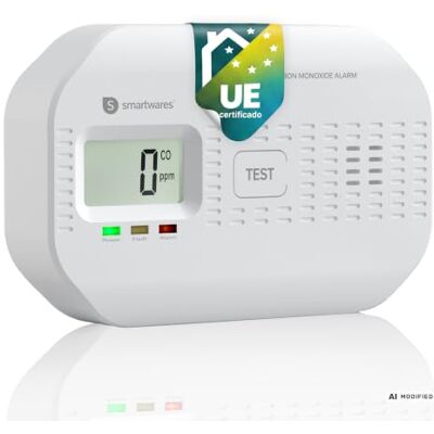 Smartwares Detector de CO Sensor de 10 años Pilas de 5 años – Écran numérique, voyants lumineux, sirène 85 dB, 2 piles AA incluses, haute sensibilité Smartwares Detector de CO Sensor de 10 años Pilas de 5 años – Écran numérique, voyants lumineux, sirène 85 dB, 2 piles AA incluses, haute sensibilité