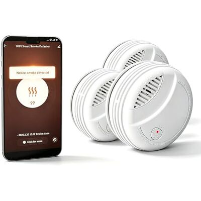 RenseCum Detector de Humo WiFi Alarma de Incendio Inteligente con Notificaciones App y Silencio Remoto, Pila Sustituible, Certificado EN 14604, Notif. de Tuya/Smart Life a la Familia, 3 Pieza RenseCum Detector de Humo WiFi Alarma de Incendio Inteligente con Notificaciones App y Silencio Remoto, Pila Sustituible, Certificado EN 14604, Notif. de Tuya/Smart Life a la Familia, 3 Pieza