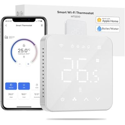 meross Termostato Inteligente WiFi, Calefacción para Caldera, Habitación Calefacción y Refrigeración, Pared con Apple HomeKit y Google, Mando a Distancia meross Termostato Inteligente WiFi, Calefacción para Caldera, Habitación Calefacción y Refrigeración, Pared con Apple HomeKit y Google, Mando a Distancia