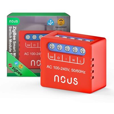 NOUS B6Z Módulo Interruptor Smart ZigBee – 1 Canal Empotrable, ZigBee 3.0, 100–240V 2000W, Compatible con Alexa, Google Assistant, SmartThings, Requiere Hub NOUS B6Z Módulo Interruptor Smart ZigBee – 1 Canal Empotrable, ZigBee 3.0, 100–240V 2000W, Compatible con Alexa, Google Assistant, SmartThings, Requiere Hub