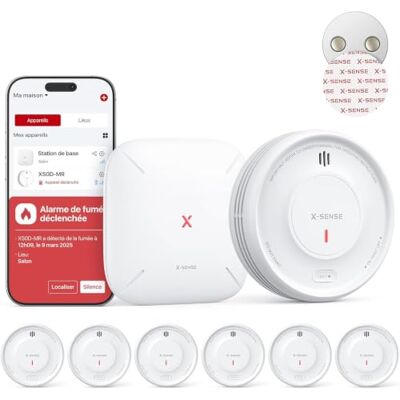 X-Sense Detector de humo conectado con estación SBS50, alarma contra incendios inalámbrica interconectada, sistema de seguridad para el hogar, compatible con la aplicación , X-Sense Detector de humo conectado con estación SBS50, alarma contra incendios inalámbrica interconectada, sistema de seguridad para el hogar, compatible con la aplicación ,