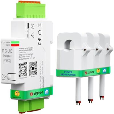 NOUS Zigbee Smart DIN Medidor de energía 120A, Monitorización del consumo en tiempo real, Compatible con Alexa y Google Home, Montaje en carril DIN NOUS Zigbee Smart DIN Medidor de energía 120A, Monitorización del consumo en tiempo real, Compatible con Alexa y Google Home, Montaje en carril DIN