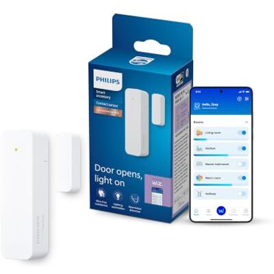 Philips Smart Lighting Sensor de Contacto Inteligente Monitorización del Hogar, Automatizaciones, Sensor para Puertas, Diseño Compacto, Connected by WiZ, Hogar Inteligente Philips Smart Lighting Sensor de Contacto Inteligente Monitorización del Hogar, Automatizaciones, Sensor para Puertas, Diseño Compacto, Connected by WiZ, Hogar Inteligente