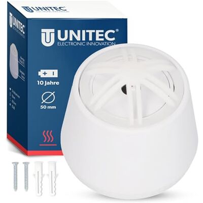 Unitec Detector de Calor Mini, Alarma a 57 – 70 °C, batería de 10 años, función de autoprueba. Unitec Detector de Calor Mini, Alarma a 57 – 70 °C, batería de 10 años, función de autoprueba.