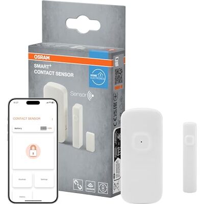 OSRAM SMART+ sensor para la detección de puertas y ventanas abiertas, con tecnología WiFi, no regulable, IP20, blanco, plástico OSRAM SMART+ sensor para la detección de puertas y ventanas abiertas, con tecnología WiFi, no regulable, IP20, blanco, plástico
