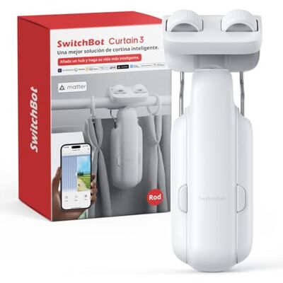 SwitchBot Inteligente Automático Cortina Control Remoto Bluetooth con App/Timer, Rendimiento Mejorado, Requiere Hub 2 para ser Compatible con Alexa y Funcionar con Homekit (Curtain 3, Rod) SwitchBot Inteligente Automático Cortina Control Remoto Bluetooth con App/Timer, Rendimiento Mejorado, Requiere Hub 2 para ser Compatible con Alexa y Funcionar con Homekit (Curtain 3, Rod)