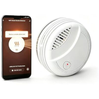RenseCum Detector de Humo WiFi Alarma de Incendio Inteligente con Notificaciones App y Silencio Remoto, Pila Sustituible, Certificado EN 14604, Notif. de Tuya/Smart Life a la Familia, 1 Pieza RenseCum Detector de Humo WiFi Alarma de Incendio Inteligente con Notificaciones App y Silencio Remoto, Pila Sustituible, Certificado EN 14604, Notif. de Tuya/Smart Life a la Familia, 1 Pieza