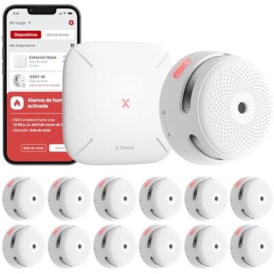 X-Sense Detector de Humo WiFi, Kit Base, Certificado EN 14604, 12 Detectores y 1 Base, Alarma de Incendio Inteligente con Notificaciones App y Silencio Remoto, Batería reemplazable X-Sense Detector de Humo WiFi, Kit Base, Certificado EN 14604, 12 Detectores y 1 Base, Alarma de Incendio Inteligente con Notificaciones App y Silencio Remoto, Batería reemplazable