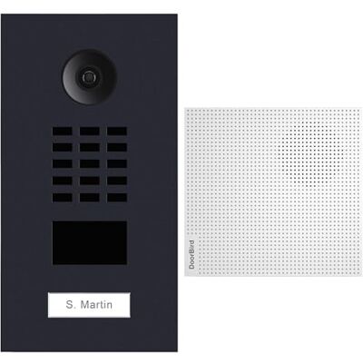 Doorbird Portero de vídeo IP Lector de Insignias RFID + Timbre + Soporte de Montaje, Color Negro Doorbird Portero de vídeo IP Lector de Insignias RFID + Timbre + Soporte de Montaje, Color Negro