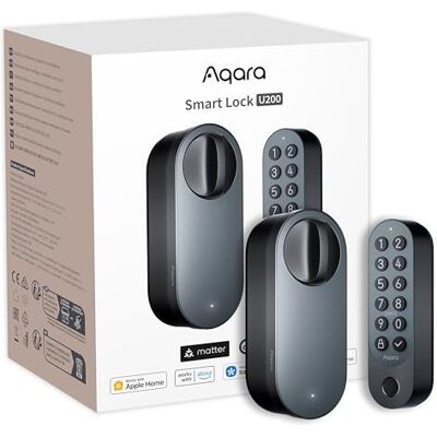 Aqara Cerradura Inteligente U200 con Lector de Huella Digital, Negro Matter Over Thread,Cerradura Electronica Sin Llave con Apple Home Key y Batería Recargable, Soporta Apple Home, Google, Alexa Aqara Cerradura Inteligente U200 con Lector de Huella Digital, Negro Matter Over Thread,Cerradura Electronica Sin Llave con Apple Home Key y Batería Recargable, Soporta Apple Home, Google, Alexa